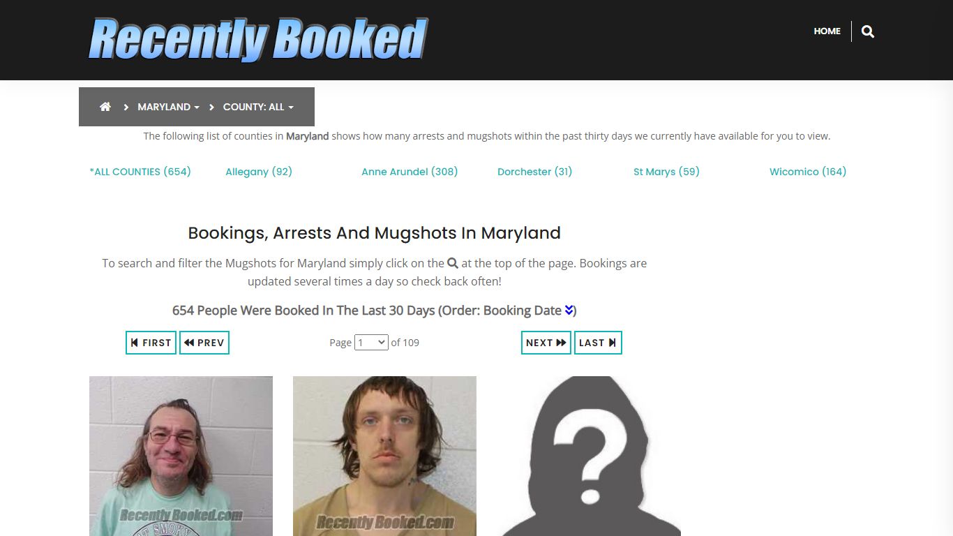 Recent bookings, Arrests, Mugshots in Maryland - Recently Booked